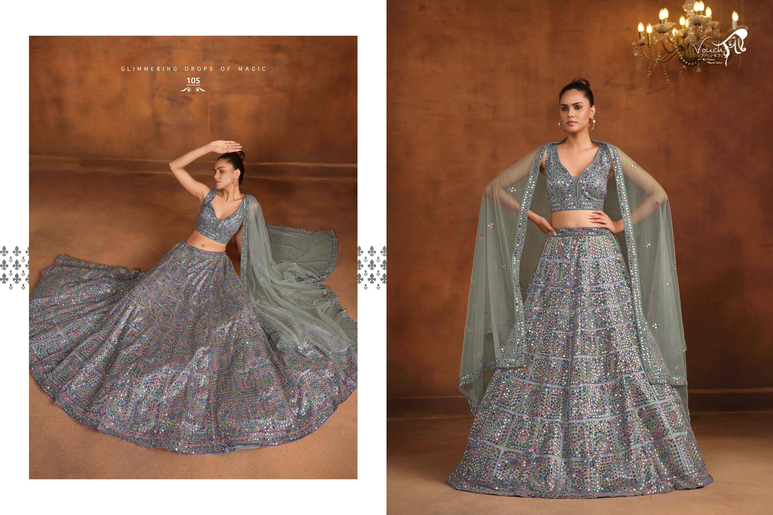 Sanya vol-2 by vouche 101 To 109 Series Festive Wear Collection Beautiful Stylish Colorful Fancy Party Wear & Occasional Wear Chinnon/Georgette Lehengas At Wholesale Price